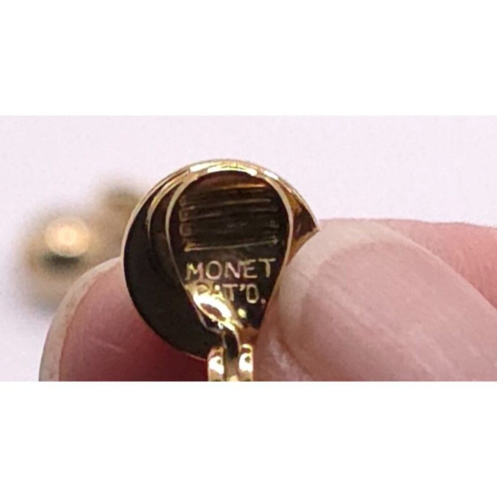 Vintage Monet Gold-Tone Double Ball Clip-On Earrings - Picture 2 of 5